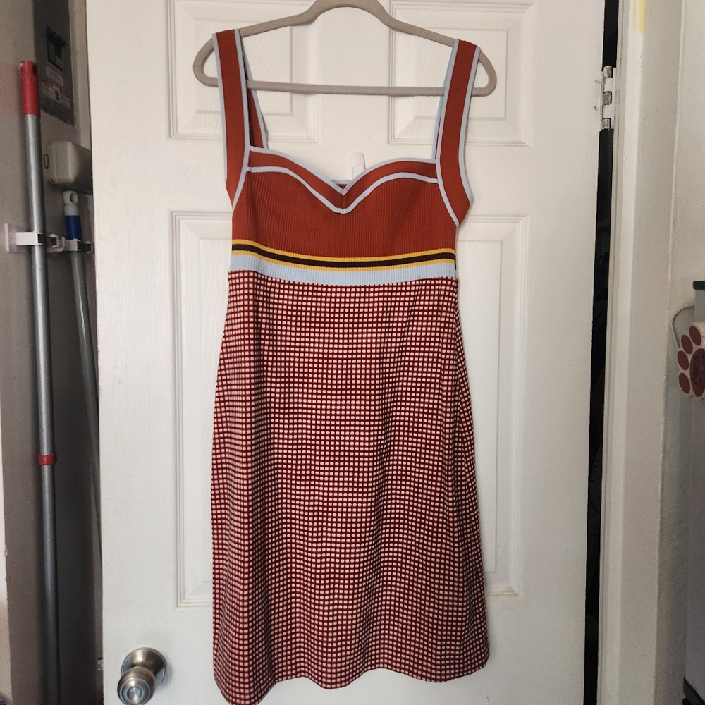 Marni Check sleeveless knit mini sheath dress